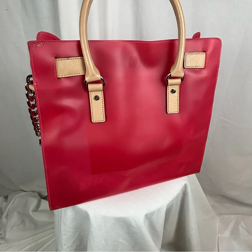 Michael Kors Candy Red PVC Tote Handbag 13” x‎ 12” - 10” Shoulder Strap